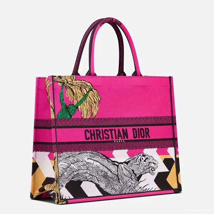 Cheap Book D-Jungle Motif Rose Pop Tote Dior Canvas 0518 Luxury